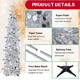 Jenaai 3 Pcs Pop up Christmas Tree 5ft Tinsel Pencil Christmas Tree with LED String Light Silver Balls Tree Star Topper Artificial Collapsible Christmas Tree Ornaments for Xmas Holiday Party Decor