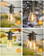 60FT LED Outdoor String Lights with 16+1 Edison Shatterproof IP65 Waterproof Bulbs, 2700K Dimmable Commercial Grade Patio Lights, Heavy Duty Outside Hanging Lights for Garden Porch Deck Decor