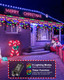 Christmas Lights Outdoor, 53 FT 486 LED Christmas Lights for Outside, Timer & Memory, Plug in 8 Modes Hanging Fairy Lights with 108 Drops for House Eaves Yard Patio Holidays Decorations, Multicolor