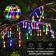 JMEXSUSS 2 Pack Solar Outdoor String Lights, Total 41.6FT 60 LED Teardrop Water Drop Lights, Solar Christmas Lights Outdoor Waterproof for Garden Patio Yard Tree Party Christmas Decor (Multicolor)