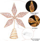 JOICEE Christmas Star Tree Topper, Christmas Gold Star Tree Topper with LED Copper String Lights for Christmas Decoration, Gold Hollow Glitter Star Tree Toppers for Xmas Year Holiday Decor.