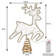 Juegoal Lighted Reindeer Christmas Tree Topper, Metal Xmas Glitter Elk Treetop Ornaments with 30 LED Warm White Lights, Battery Powered Light up 2D Deer Christmas Tree Decorations, Golden