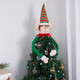 Juegoal Christmas Elf Tree Topper, Large Plush Elves Treetop Hugger with Red Green Stripes Top Hat & Red Collar, Xmas Tree Ornament Supplies Holiday Winter Home Wonderland Party Decorations
