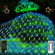 200 LED Christmas Net Lights Outdoor Decorations 3M2M Mesh Lights Fairy String Lights Plug in with Timer 8 Modes Waterproof for Outside Bush Window Wall Patio Fence Party Decor-Blue and Green