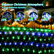 200 LED Christmas Net Lights Outdoor Decorations 3M2M Mesh Lights Fairy String Lights Plug in with Timer 8 Modes Waterproof for Outside Bush Window Wall Patio Fence Party Decor-Blue and Green