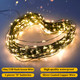 Timer Battery Twinkle Mini Fairy Lights, 1 Pack 200 LED 33ft Dark Green Wire,Firefly Starry LED String Lights Warm White for Wedding Party Christmas Tree Decorations Bedroom Decor