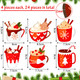 24 Pcs Christmas Hanging Hot Cocoa Ornaments 3.5 Inches Wooden Xmas Hot Cocoa Snowflake Wood Hot Cocoa for Christmas Tree Hanging Christmas Party Decorations Indoor Holiday Xmas, 6 Styles (Hot Cocoa)