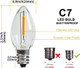 KGC 25Pack C7 LED Christmas Light Bulb, E12 Base Waterproof LED Bulbs for String Light, 0.6W 2200K Warm White 50LM, Clear Plastic Night Lights C7 LED Replacement Bulbs for Christmas String Lights.