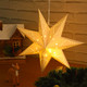 3 Set Star Paper Lantern Hanging Hollow Out Star Light White 7 Pointed Glitter Star with LED Light Battery Box Hanging Decorations for Christmas Birthday Holiday Wedding Home 13.8 Inch