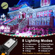KNO Christmas Lights Outdoor Decorations 400 LED 33ft 8 Modes Curtain Fairy String Light with 75 Drops, Clear Wire LED String Light Decor for Wedding Party Holiday Christmas Decorations Cool White