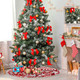 Red Christmas Tree Skirt 48 in Candy Canes Winter Tree Mat Decoration Holiday Party Supply for Indoor Outdoor Home Office Ornament