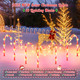 KOOPER Christmas Decorations Outdoor, 24Pack Solar Candy Cane Lights Outdoor Christmas Decorations with 10 Modes, Solar & USB Charging Waterproof Solar Christmas Pathway Lights for Garden Party Patio