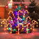 KOOPER Christmas Decorations Outdoor, 24Pack Solar Candy Cane Lights Outdoor Christmas Decorations with 10 Modes, Solar & USB Charging Waterproof Solar Christmas Pathway Lights for Garden Party Patio