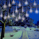 Christmas Lights Outdoor, Meteor Shower Lights Falling Star Lights 12 inch 8 Tubes 144 LED Icicle Snow Falling Raindrop Lights for Xmas Tree Halloween Holiday Party Decoration, UL Plug, White