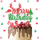 Christmas Cake Topper Christmas Birthday Decorations Merry Birthday Cake Decoration for Xmas Themed Birthday Party Supplies
