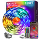 100ft Led Strip Lights RGB Music Sync Color Changing,Bluetooth Led Lights with Smart App Control Remote,Led Lights for Bedroom Room Lighting Flexible Home Décor 100ft Led Strip Lights RGB Music Sync Color Changing,Bluetooth Led Lights with Smart App Control Remote,Led Lights for Bedroom Room Lighting Flexible Home Décor