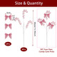4Pcs Glitter Sequins Candy Cane Sprays with Bows Ornaments Christmas Tree Decorations Picks Striped Stems for Xmas Tree Topper Vase Fillers DIY Crafts Home Party Supplies 14 Inch Long (Pink & White)