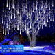 Kwaiffeo Christmas Lights Outdoor, 24 Tubes(Equivalent to 3 Sets of 8-Tubes) Meteor Shower Lights Snow Falling Icicle Lights for Xmas Tree Halloween Decoration Wedding Party Window, UL Plug, White