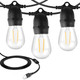 24.6Ft USB Powered Outdoor String Lights with 10 pcs Waterproof & Shatterproof S14 LED Bulbs, Lightweight Dimmable Garden Festoon String Lights for Camping BBQ Christmas Party