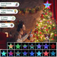 Christmas Tree Topper Lanyazet 9.5inch 24 Modes Color Changing with Versatile Remote Controller 3AA Battery Powered Christmas Star Tree Topper Light for Xmas Tree Decoration（Indoor and Outdoor ）