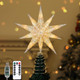 Lewondr Christmas Tree Topper Star, 13inch Xmas Tree Topper with LED Light Beads, Remote & USB Operated 10-Point Star Treetop for Home Christmas Tree Decoration, 6H Timer & 8 Lighting Modes, Silver