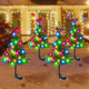 Libima 4 Pcs 30 Inch Solar Christmas Tree Lights Outdoor Waterproof 80 Led Solar Stake Lights Xmas Tree Garden Decor with 4 Bows 100 Artificial Berries and Ribbon for Holiday Party Yard Patio Pathway