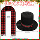 Liitrsh 2 Pcs Christmas Tree Topper Snowman Hat Black Red Plaid Scarf Tree Topper Decorations Snowman Top Hat with Plaid and Mistletoe Holly and Berry for Christmas Tree Decorations Supplies