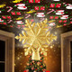 Christmas Tree Topper Lighted with 6 Type Projector,LED Rotating Christmas SnowflakeTree Topper Lights,3D Golden Glitter Snowflake Christmas Tree Decor for Xmas Home Decorations