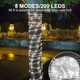 lychee Solar Powered Outdoor Rope Light, 66ft 200LED 8 Modes IP65 Waterproof Large Powered Tube, Remote Control Timer String Lights for Holiday Christmas Party Decoration (Warm White)