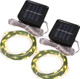 Short Mini Garden Lights Solar Powered Waterproof Fairy Lights Outdoor Garden String, Green Wire, Warm White,5m 50LEDs,2 Pack