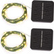 Short Mini Garden Lights Solar Powered Waterproof Fairy Lights Outdoor Garden String, Green Wire, Warm White,5m 50LEDs,2 Pack
