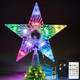 Christmas Tree Topper Smart Star, 7.6'' 10LEDs Static Dynamic Lighted Tree Topper,RGB Color Changing with Remote Controller, W/App Control, USB Powered, Music Sync, Xmas Tree Topper Holiday Decor