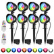 MEIKEE 15W AC120V RGBW Landscape Spot Lights Outdoor, RGBW Color Changing Landscape Lighting with 4.9FT Cable US Plug, IP66 Landscape Lights for Christmas Halloween Party Festival Decoration (8 Pack)