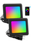 Led Flood Light 400W Equiv, 40W RGBW Smart Color Changing Landscape Light Bluetooth Mesh APP Control, 2700K Floor Uplighting IP66 Outdoor Halloween Uplights, DIY Scenes&Color, Music Sync