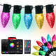 Minetom C9 LED Christmas Lights Outdoor, 150 LED RGB Smart Christmas Tree Lights with Music Sync APP Controlled, Waterproof Connectable C9 String Lights for Indoor House Party Patio Garden Decor