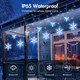 Minetom Christmas Snowflake Lights - 13ft 192LED Snowflake Icicle Lights with 16 Drops, 8 Modes and Timer, IP65 Waterproof Connectable Christmas Lights for House Eave Window Indoor Outdoor Decoration