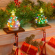 Ceramic Christmas Tree Stocking Holders for Mantle, Set of 2 Christmas Tree Stocking Hangers with LED Light for Fireplace, Green White Christmas Tree Stocking Hangers for Window Christmas Decoration Ceramic Christmas Tree Stocking Holders for Mantle, Set of 2 Christmas Tree Stocking Hangers with LED Light for Fireplace, Green White Christmas Tree Stocking Hangers for Window Christmas Decoration