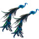 2pcs Large Artificial Peacock Ornaments,23" Glitter Blue Peacork with Long Tail,Christmas Peacock Cilp On Ornaments for Xmas Tree Decoration (Peacock Ornaments)