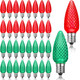 50 Pieces C9 Christmas Light Replacement Bulb E17 LED Easter Light Replacement Bulb Outlet Faceted Christmas Bulb LED for Holiday Decoration(Red, Green)