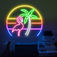 Flamingo Neon Sign Neon Palm Tree Neon Sign (33x28cm) Vaporwave Neon Light Flamingo Sign for Wall Decor Tropical Tiki Bar Decor Bedroom Decor Led Light Flamingo christmas decorations pink decorations for bedroom Tropical Decor (33x28cm)