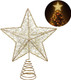 Christmas Tree Topper LED Star Battery Operated Treetop Decoration (Gold)