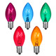 NIOSTA 25 Pack C7 Christmas Replacement Light Bulbs,Clear Glass Incandescent Blubs for Outdoor Indoor Christmas String Lights, E12 Candelabra Base 5 Watt, Multicolor