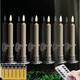 6PACK Flameless Battery Powered 8'' Ivory Taper Windows Candles, Include 12 AA Batteries, with Remote and Timer, with Suction Cup and Removable Silver Candleholders, Remote Included, Patented