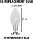 Novelty Lights 25 Pack C9 LED Ceramic Outdoor Patio Party Christmas Replacement Bulbs, Warm White, 3 LED's Per Bulb, Plastic, Energy Efficient