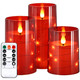 NURADA Flickering Flameless Candles: Built-in Star String Lights Battery Operated LED Pillar Candles with Remote and Timer Romantic Decorations for Wedding Party Christmas Halloween - Red 3 Pack NURADA Flickering Flameless Candles: Built-in Star String Lights Battery Operated LED Pillar Candles with Remote and Timer Romantic Decorations for Wedding Party Christmas Halloween - Red 3 Pack