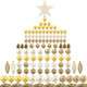 Ogrmar 119ct Christmas Tree Ball Ornaments Set Assorted Shapes and Sizes Shatterproof Hanging Decoration with Hand-held Package for Christmas Tree Holiday Wedding Party (Golden)