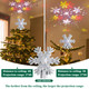 Christmas Tree Topper Lighted with Silver Snowflake Projector, Led Rotating Magic Snowflake, 3D Hollow Glitter Lighted Silver Snow Tree Topper for Christmas Tree Decorations