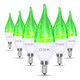 OMK 6 Pack Green LED Christmas Flame Effect Light Bulb Decorations E12 Base Candelabra Light Bulbs, Warm White Led Bulbs, Non-Dimmable Candle Light Bulbs for Party Holiday Decor s