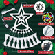 Outdoor Christmas Decorations 350 Led Star Lights - 11.5ft x 9 String Waterfall Christmas Lights Indoor, 8 Modes Memory Function With Star Topper Light for Yard Xmas Tree Wedding Party(Multicolor)