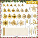 Ouddy Decor 103 Pcs Christmas Tree Decorations Set, Assorted Shatterproof Gold Christmas Ball Ornaments Christmas Metallic Mesh Ribbon Poinsettia Berries for Christmas Tree Holiday Winter Decor, Gold